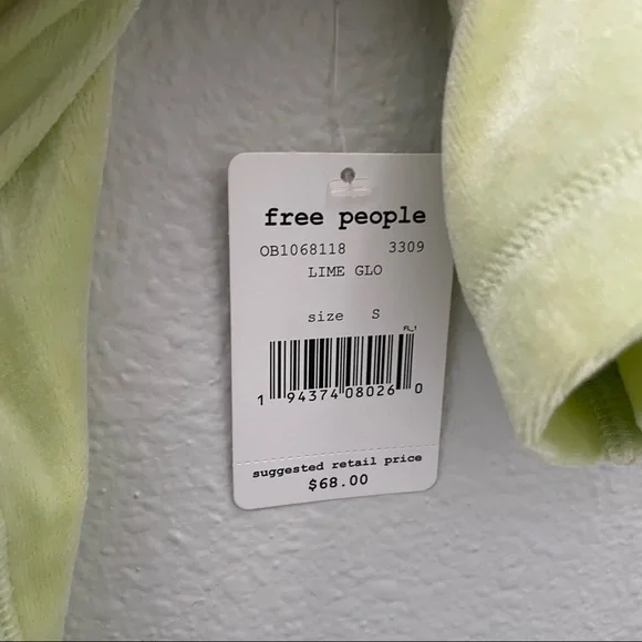 NWT Free People We the Free oversized crop velvet tee neon lime size small - Picture 4 of 9